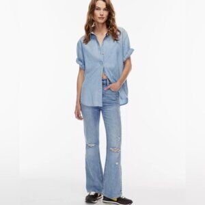 💕Denim Forum Twiggy High Rise Distressed Flare Blue Jeans 29 EUC